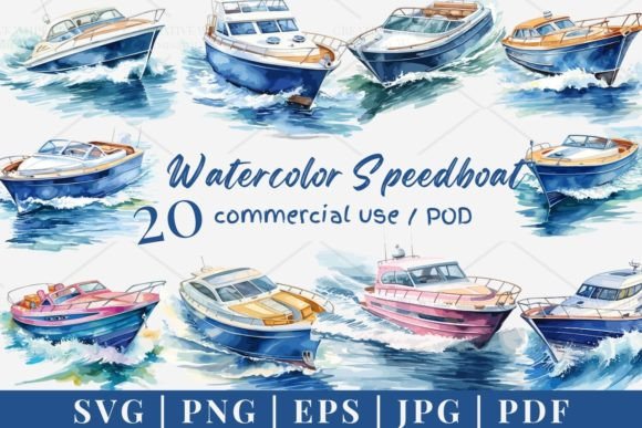 20 Speedboat Vector, SVG, PNG 958: A Nautical Design Asset Guide