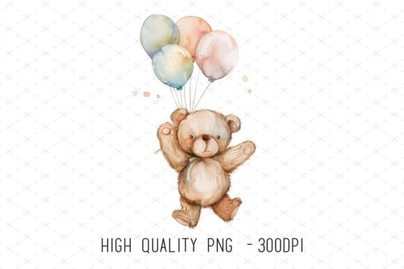Adorable Watercolor Teddy Bear Nursery Clipart for Creative Projects