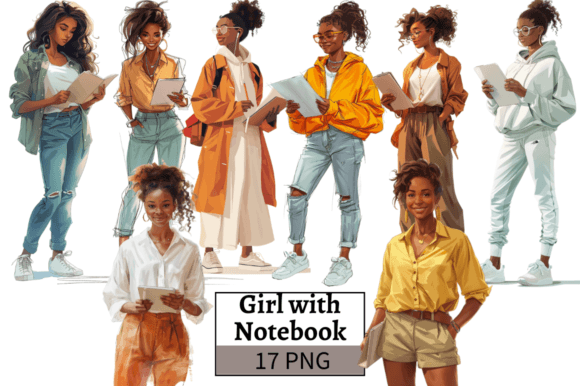 African American Girl with Notebook PNG: A Creative Asset for Modern Projects