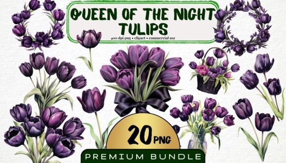 Black Tulip Clipart Bundle Watercolor: A Designer's Floral Toolkit