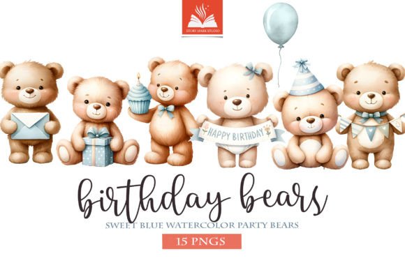 Blue Birthday Bears: Your Go-To Clipart for Festive Designs