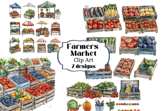 Bring the Market Home with Watercolor Farmer's Market Clipart