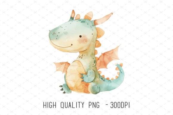 Bringing Fantasy to Life: Cute Watercolor Dragon Nursery Clipart