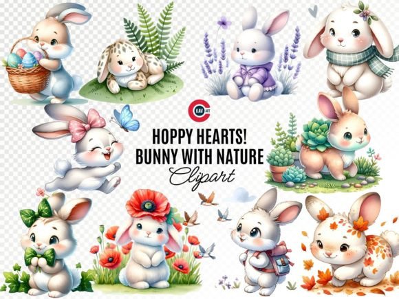 Charming Bunny Clipart for Spring and Nursery Projects