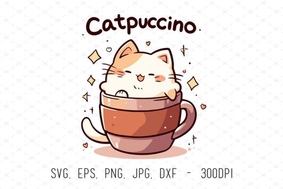 Charming Kawaii Cat Coffee Clipart for Creative Projects