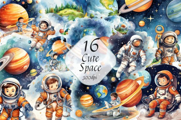 Cute Space Sublimation Clipart Bundle: Versatile Design Assets