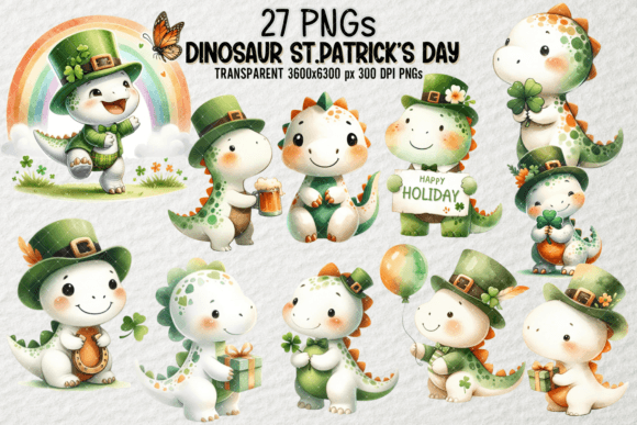 Dinosaur St. Patrick's Day Clipart: A Designer's Green-Gold Mine