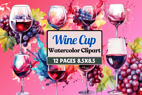 Elevate Your Brand with Wine Cup Watercolor Clipart