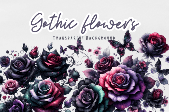 Embrace the Dark Elegance of Gothic Flowers Dark Floral Clipart