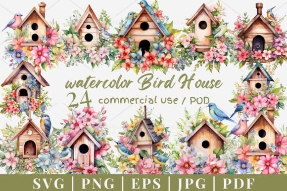 Enchanting Vintage Bird House Vector Graphics for Creative Projects