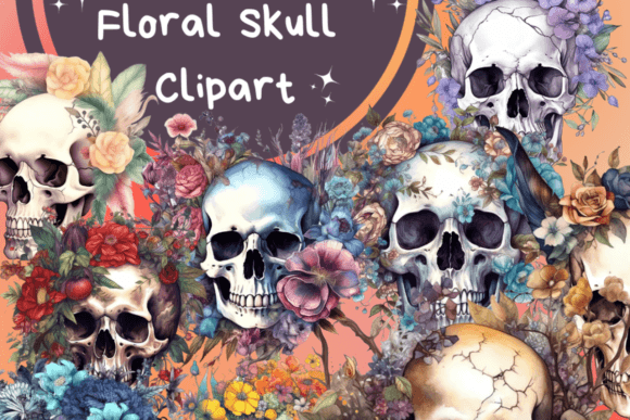 Floral Skull Watercolor Clipart: Bridging Edge and Elegance in Your Designs