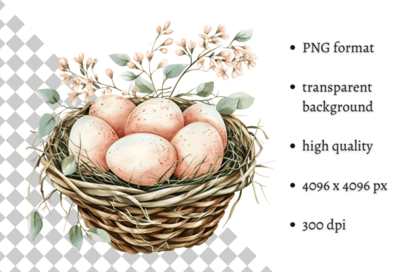 Springtime Sophistication: The Watercolor Easter Eggs Nest Clipart