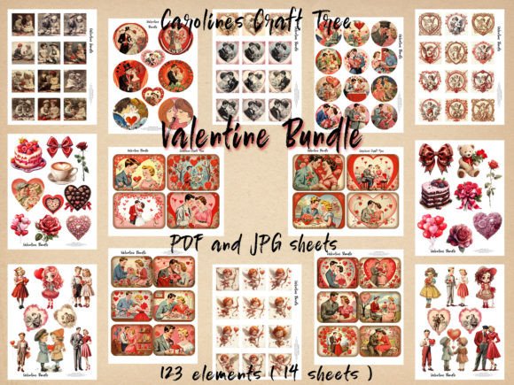 Valentine Bundle Designs for Junk Journals & Scrapbooking