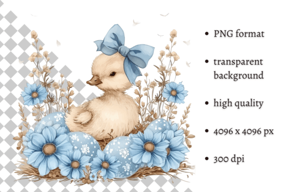 Watercolor Blue Easter Duckling Clipart: A Spring Design Asset
