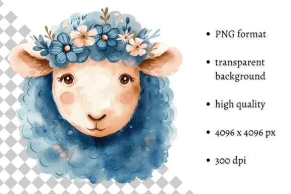 Watercolor Blue Easter Sheep Clipart: A Whimsical Design Asset