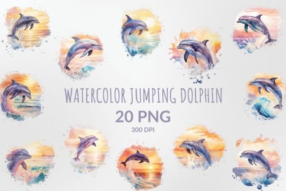 Watercolor Jumping Dolphin Sublimation: A Splash of Joy in Design