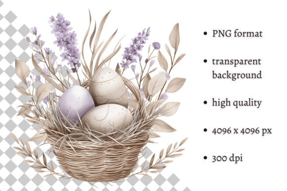 Watercolor Lavender Easter Illustration for Spring Designs