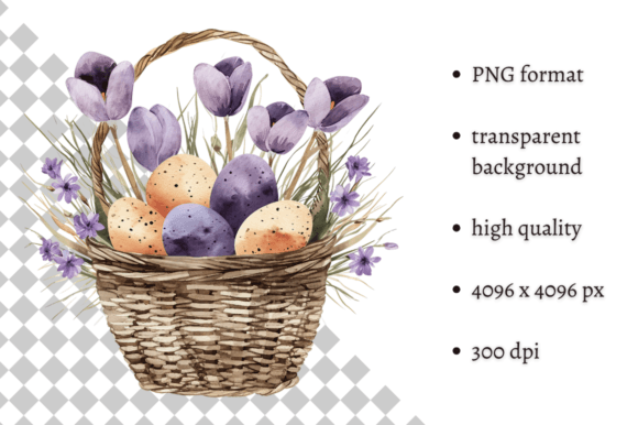 Watercolor Purple Easter Illustration: Springtime Charm