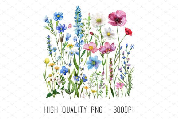 Wildflowers Watercolor Botanical Clipart for Creative Projects